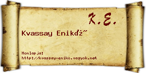 Kvassay Enikő névjegykártya